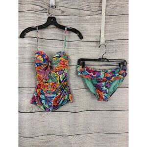 Bleu Rod By Beattie Floral Tankini Swimsuit Top 4/Bottom 8